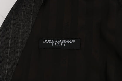 Dolce & Gabbana Elegant Striped Gray Wool Blend Waistcoat Vest Dolce & Gabbana