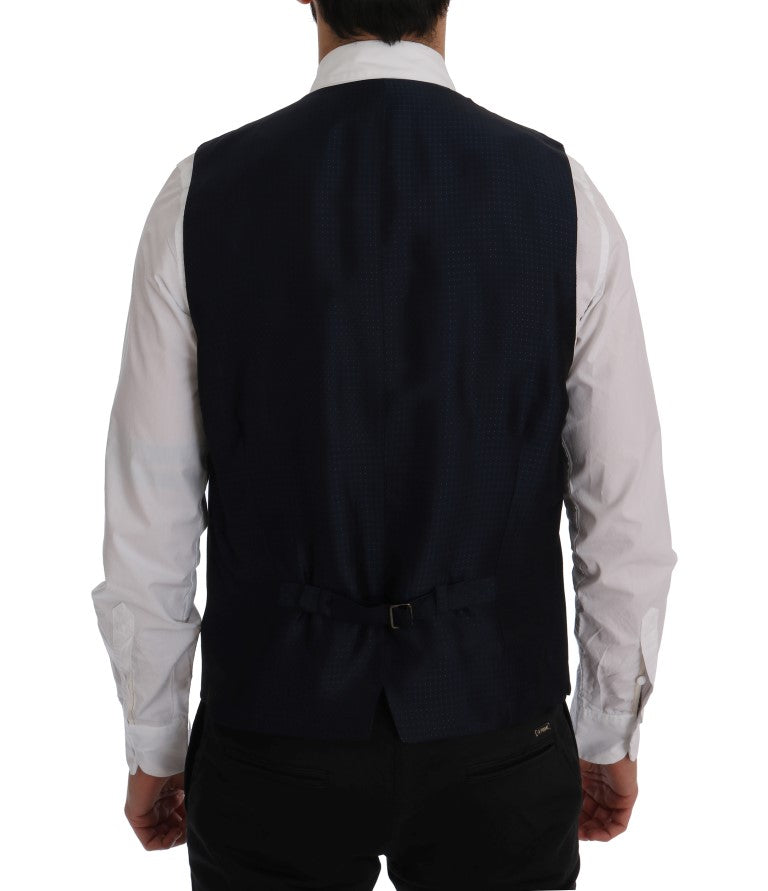 Dolce & Gabbana Elegant Blue Striped Waistcoat Vest Dolce & Gabbana