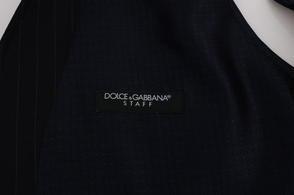 Dolce & Gabbana Elegant Blue Striped Waistcoat Vest Dolce & Gabbana