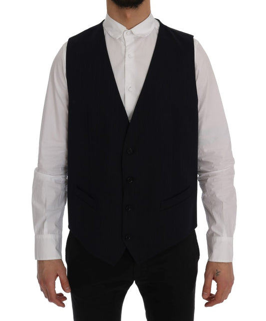 Dolce & Gabbana Elegant Striped Wool Blend Waistcoat Vest Dolce & Gabbana