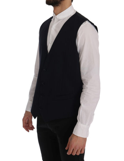 Dolce & Gabbana Elegant Striped Wool Blend Waistcoat Vest Dolce & Gabbana