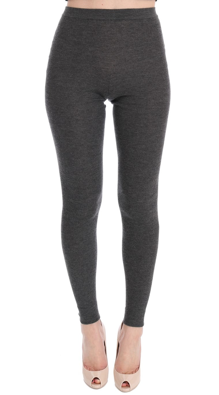 Dolce & Gabbana Chic Gray High Waist Cashmere Tights Pants Dolce & Gabbana