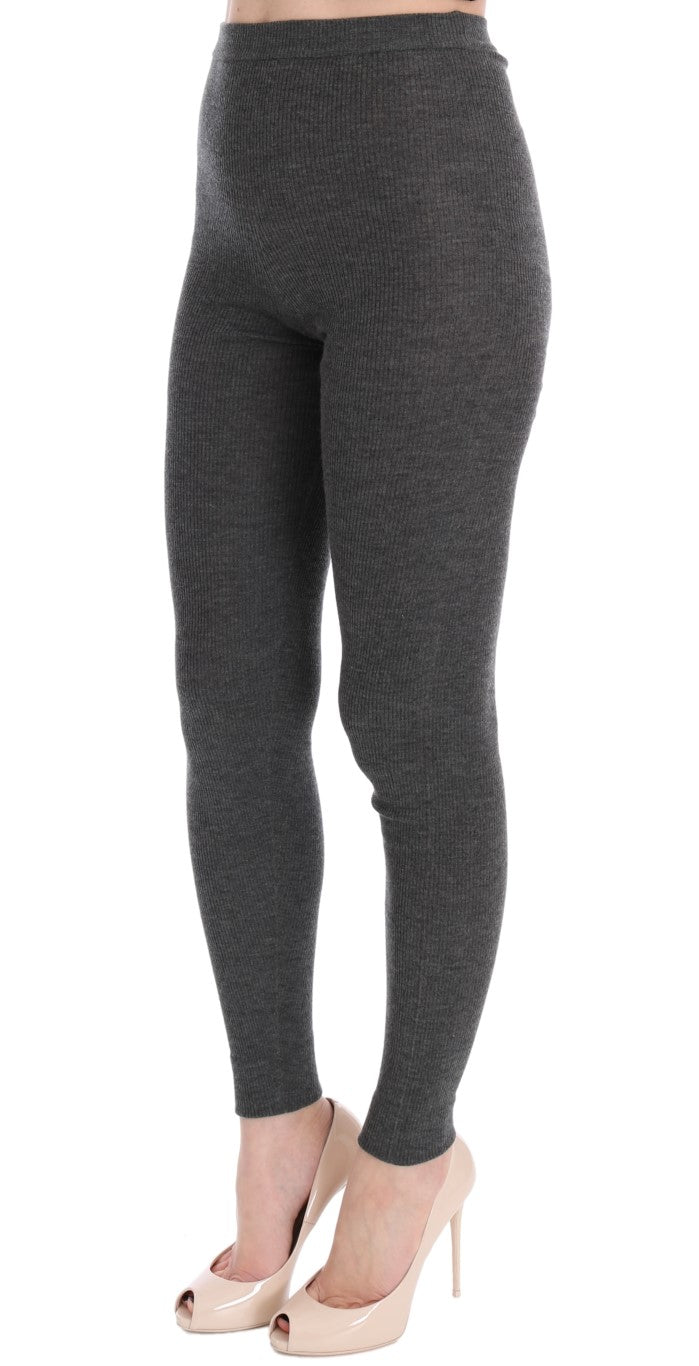 Dolce & Gabbana Chic Gray High Waist Cashmere Tights Pants Dolce & Gabbana