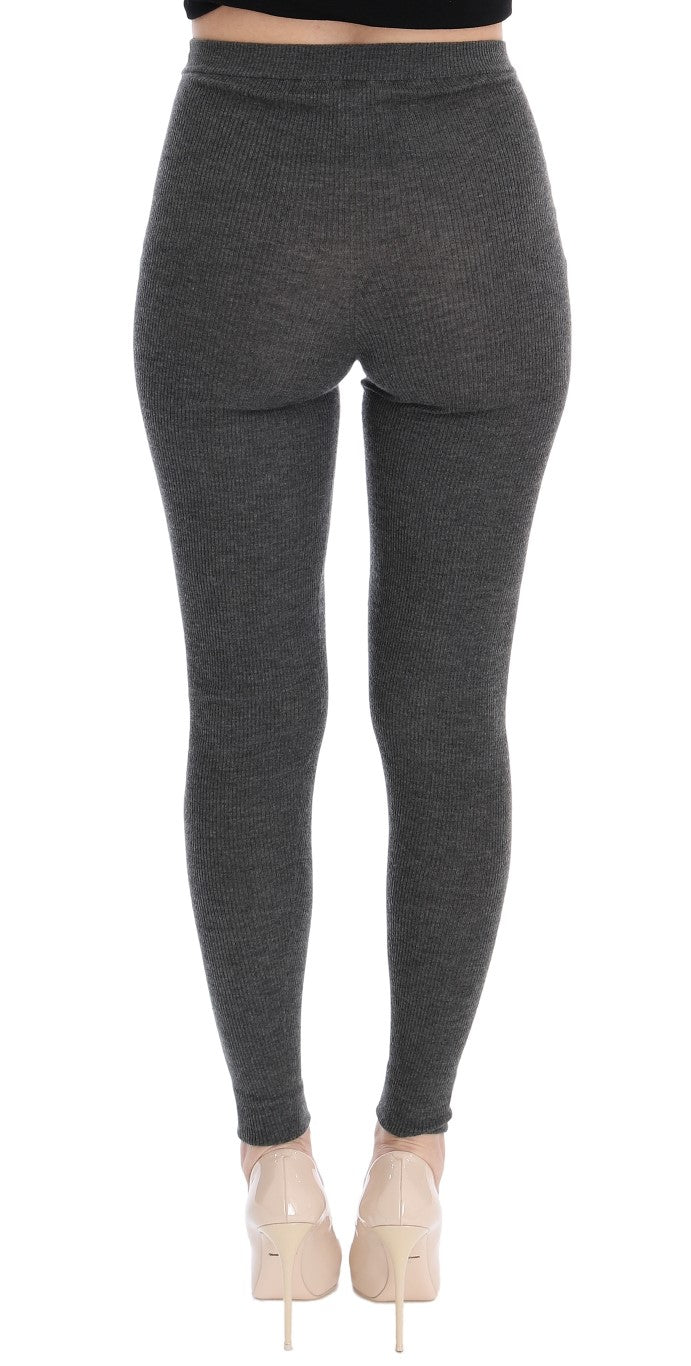 Dolce & Gabbana Chic Gray High Waist Cashmere Tights Pants Dolce & Gabbana