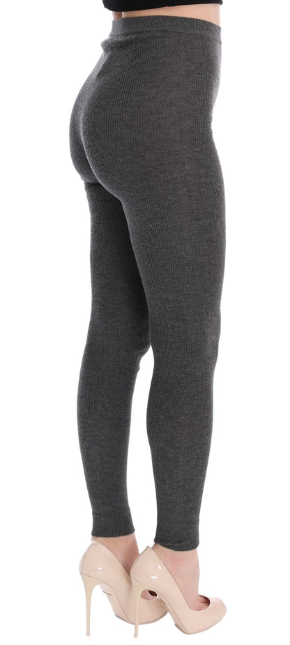 Dolce & Gabbana Chic Gray High Waist Cashmere Tights Pants Dolce & Gabbana