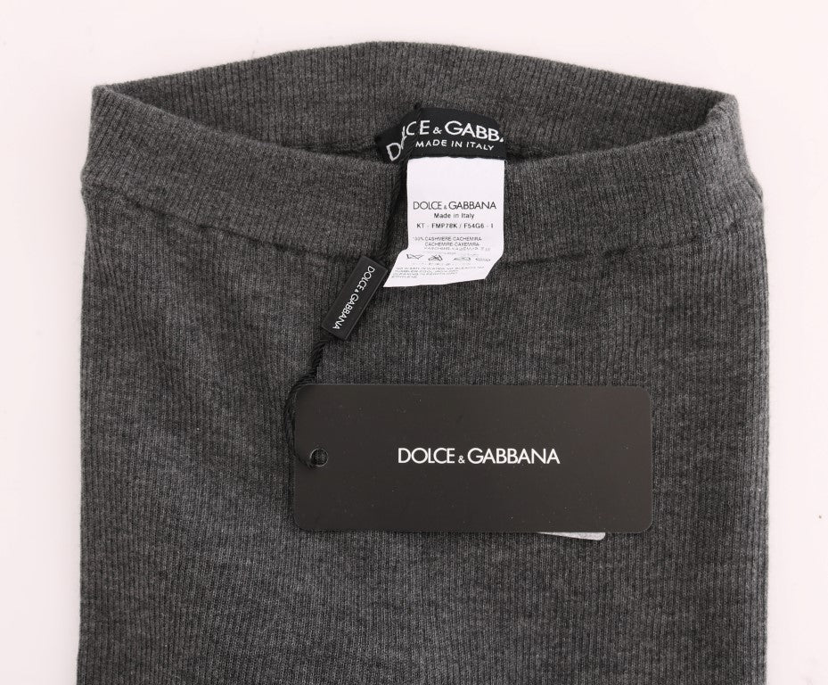 Dolce এবং Gabbana চটকদার ধূসর উচ্চ কোমর কাশ্মীরী আঁটসাঁট প্যান্ট