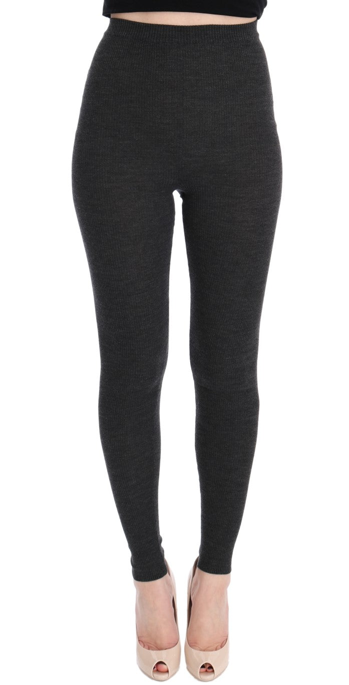 Dolce & Gabbana Elegant Gray High-Waist Wool Tights Pants Dolce & Gabbana