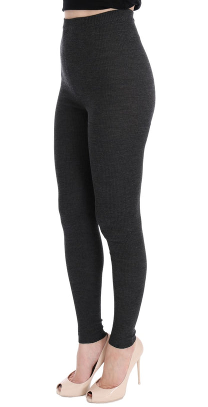 Dolce & Gabbana Elegant Gray High-Waist Wool Tights Pants Dolce & Gabbana