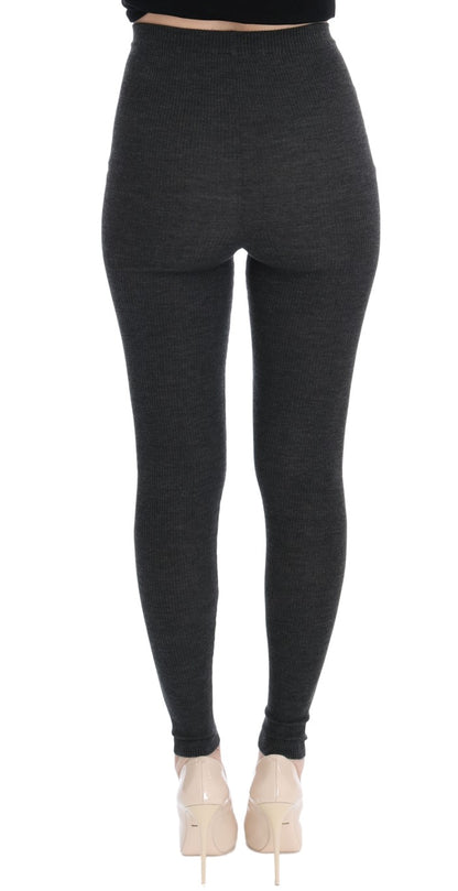 Dolce & Gabbana Elegant Gray High-Waist Wool Tights Pants Dolce & Gabbana