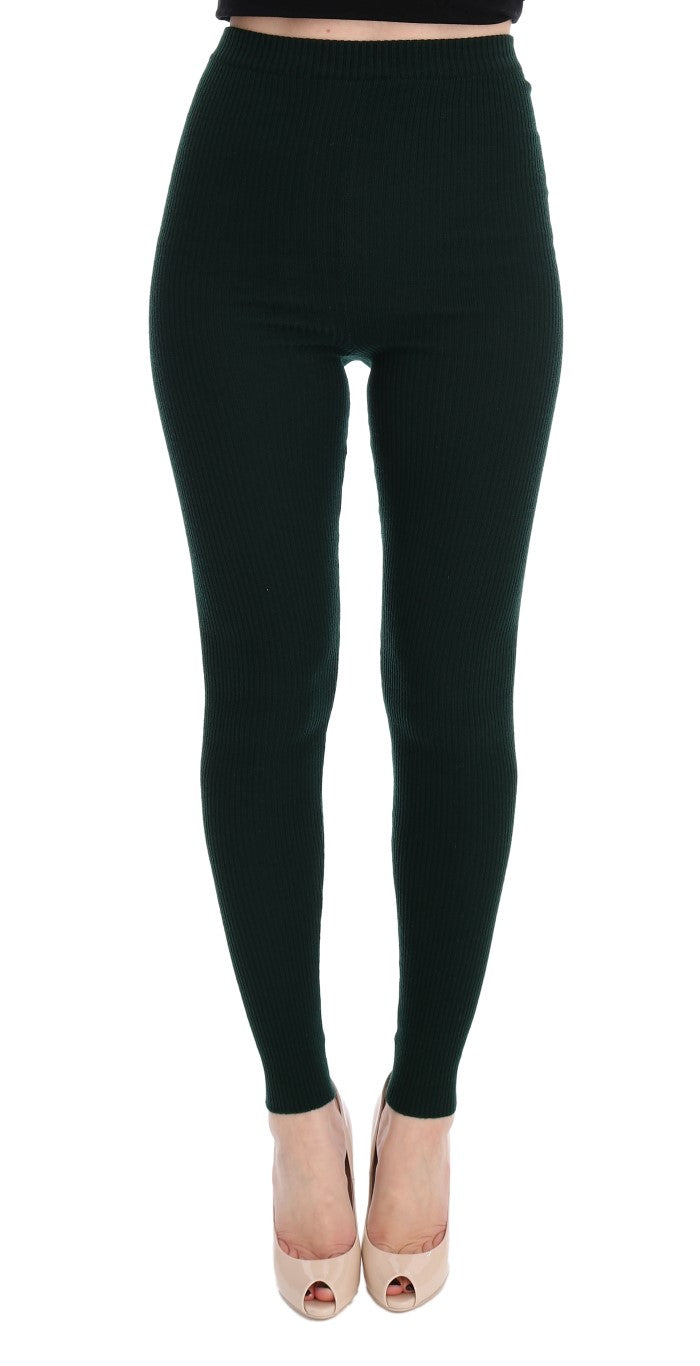 Dolce & Gabbana Elegant High Waist Green Wool Tights Dolce & Gabbana