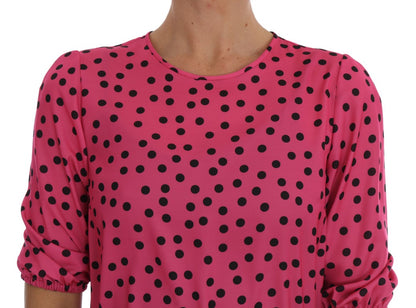 Dolce & Gabbana Chic Pink Polka Dotted Silk Blouse Dolce & Gabbana