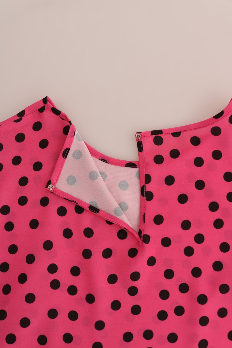 Dolce & Gabbana Chic Pink Polka Dotted Silk Blouse Dolce & Gabbana