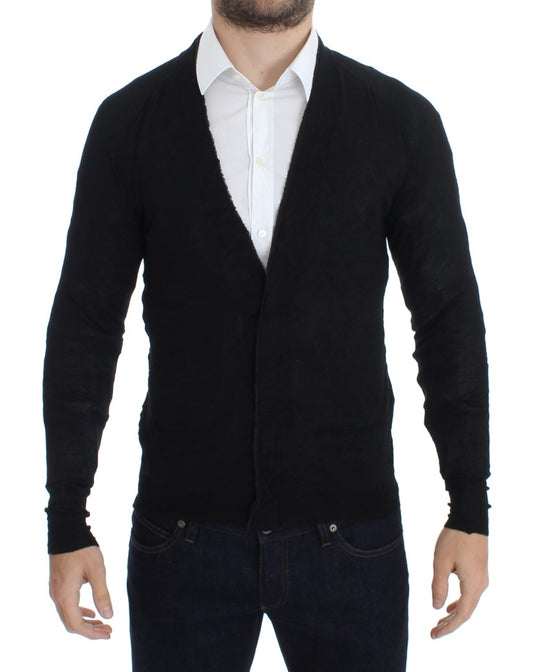 Costume National Elegant Black Merino Wool Cardigan Costume National