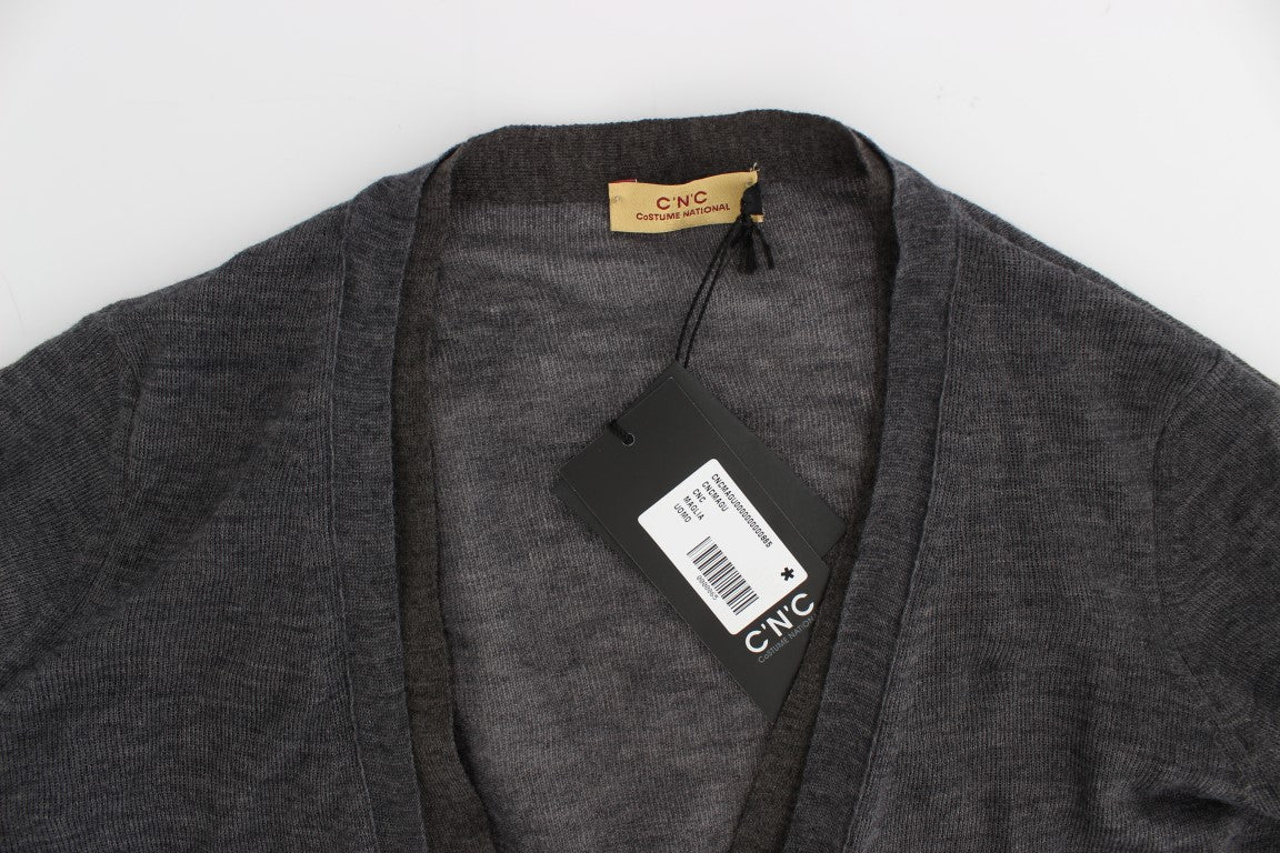 Costume National Elegant Gray Wool Blend Cardigan Sweater Costume National