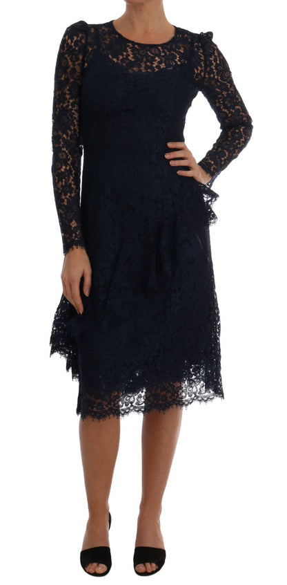 Dolce & Gabbana Elegant Floral Lace A-Line Dress Dolce & Gabbana