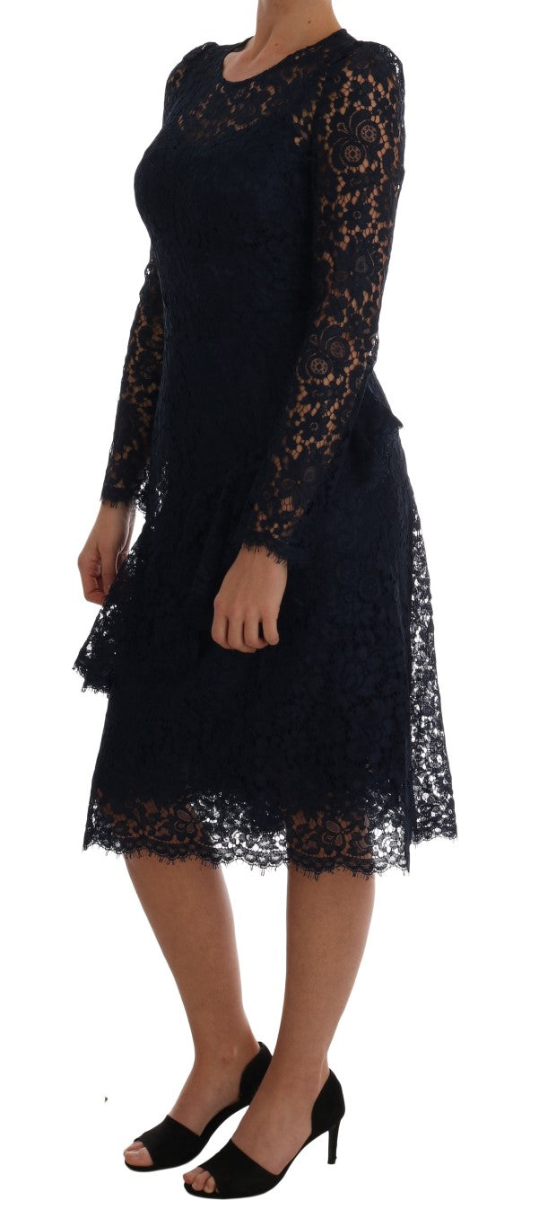 Dolce & Gabbana Elegant Floral Lace A-Line Dress Dolce & Gabbana