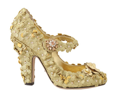 Dolce & Gabbana Gold Floral Crystal Embellished Pumps Dolce & Gabbana