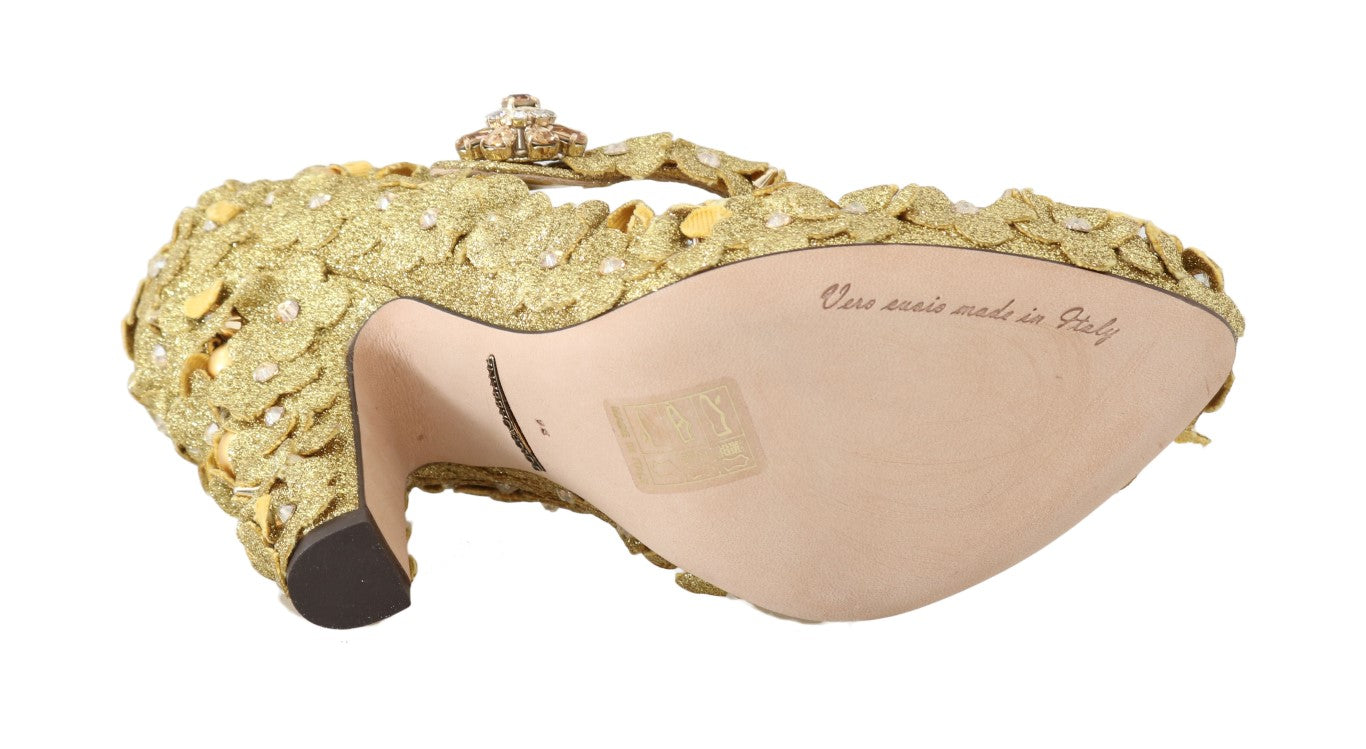 Dolce & Gabbana Gold Floral Crystal Embellished Pumps Dolce & Gabbana