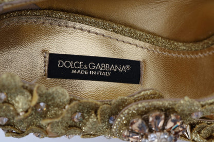 Dolce & Gabbana Gold Floral Crystal Embellished Pumps Dolce & Gabbana