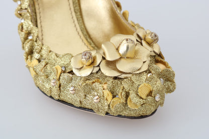 Dolce & Gabbana Gold Floral Crystal Embellished Pumps Dolce & Gabbana