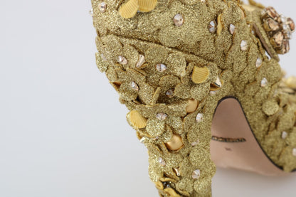 Dolce & Gabbana Gold Floral Crystal Embellished Pumps Dolce & Gabbana