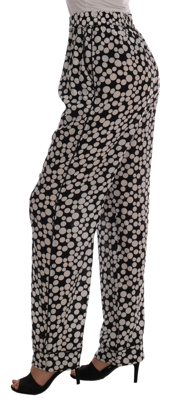 Dolce & Gabbana Elegant Polka Dot Silk High-Waist Pants Dolce & Gabbana