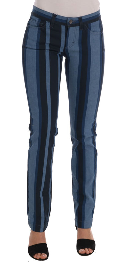 Dolce & Gabbana Chic Blue Striped Slim Fit Girly Jeans Dolce & Gabbana