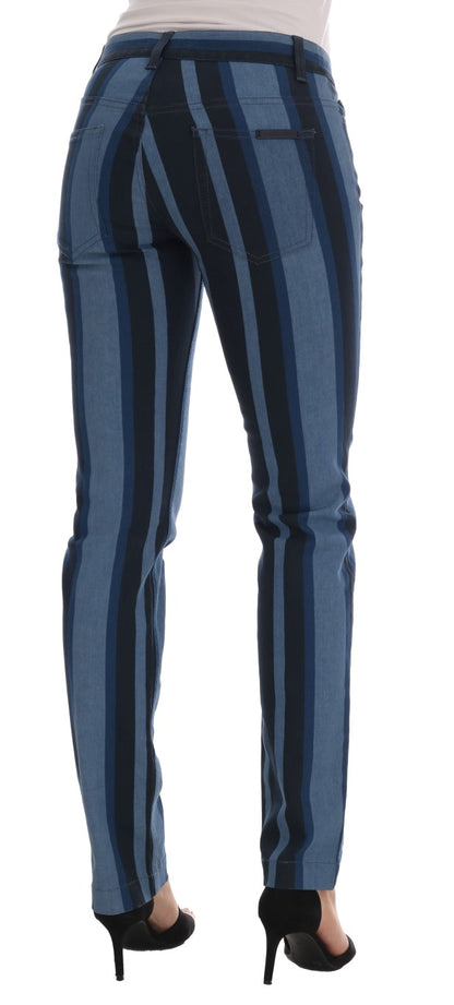 Dolce & Gabbana Chic Blue Striped Slim Fit Girly Jeans Dolce & Gabbana