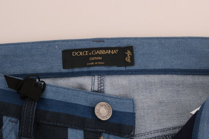 Dolce & Gabbana Chic Blue Striped Slim Fit Girly Jeans Dolce & Gabbana