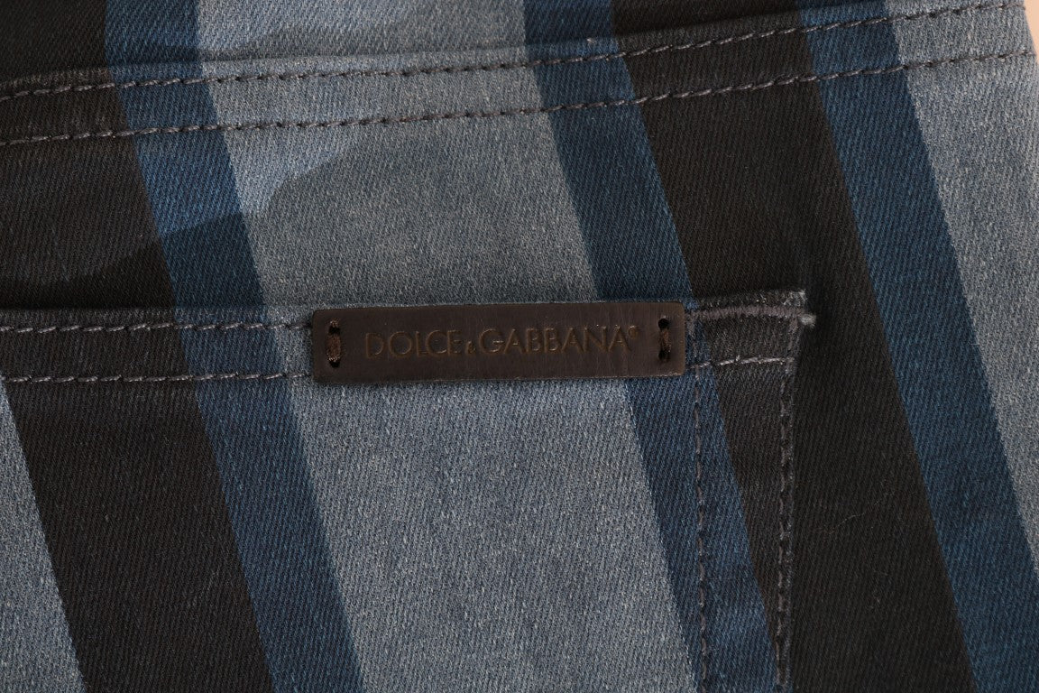 Dolce & Gabbana Chic Blue Striped Slim Fit Girly Jeans Dolce & Gabbana