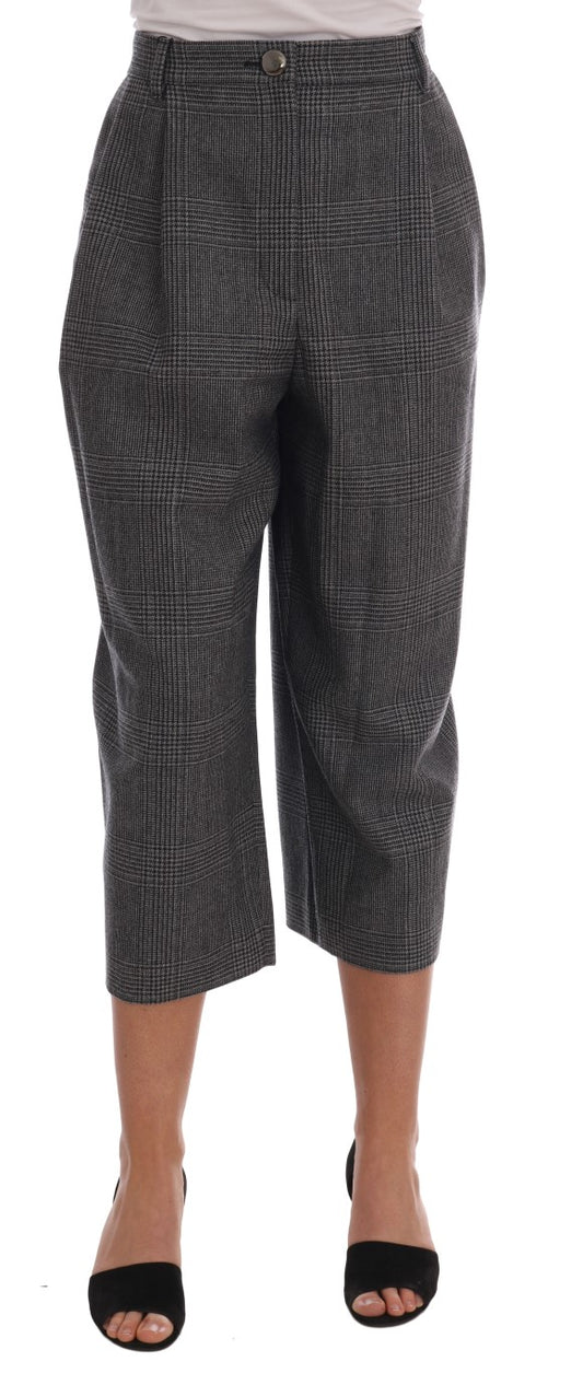 Dolce & Gabbana Elegant Gray Check Capri Wool Pants Dolce & Gabbana