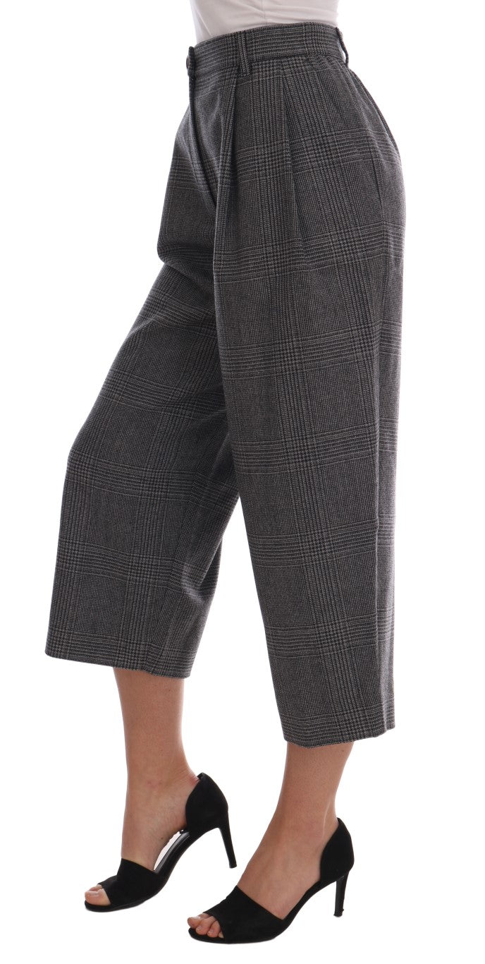 Dolce & Gabbana Elegant Gray Check Capri Wool Pants Dolce & Gabbana