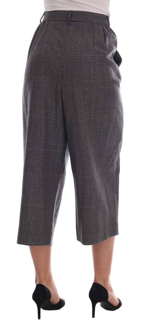 Dolce & Gabbana Elegant Gray Check Capri Wool Pants Dolce & Gabbana