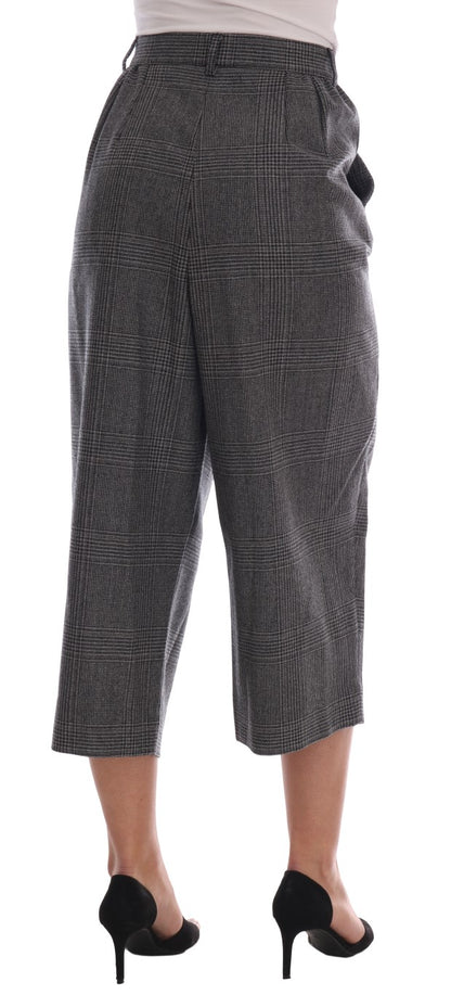 Dolce & Gabbana Elegant Gray Check Capri Wool Pants Dolce & Gabbana