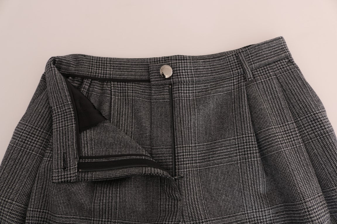 Dolce & Gabbana Elegant Gray Check Capri Wool Pants Dolce & Gabbana