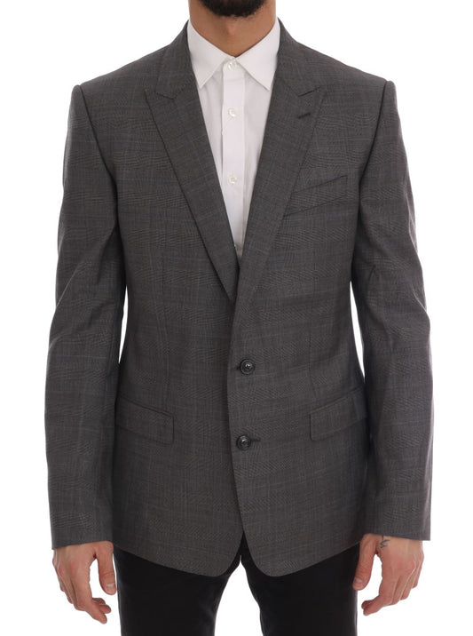 Dolce & Gabbana Sleek Gray Checkered Wool Blazer Dolce & Gabbana