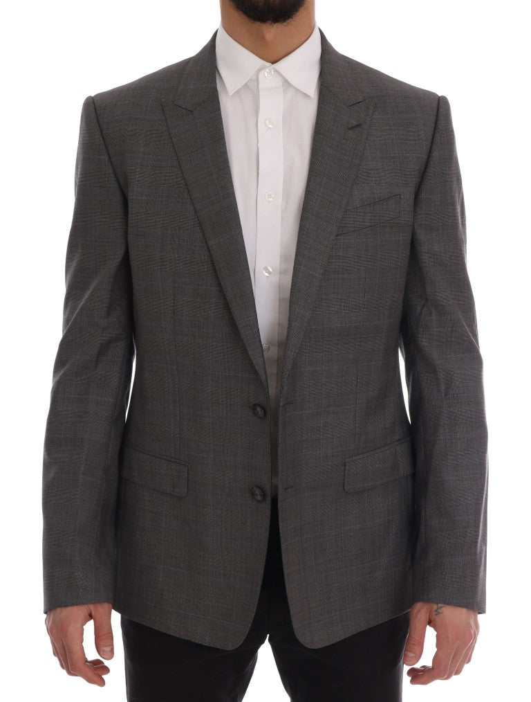 Dolce & Gabbana Sleek Gray Checkered Wool Blazer Dolce & Gabbana