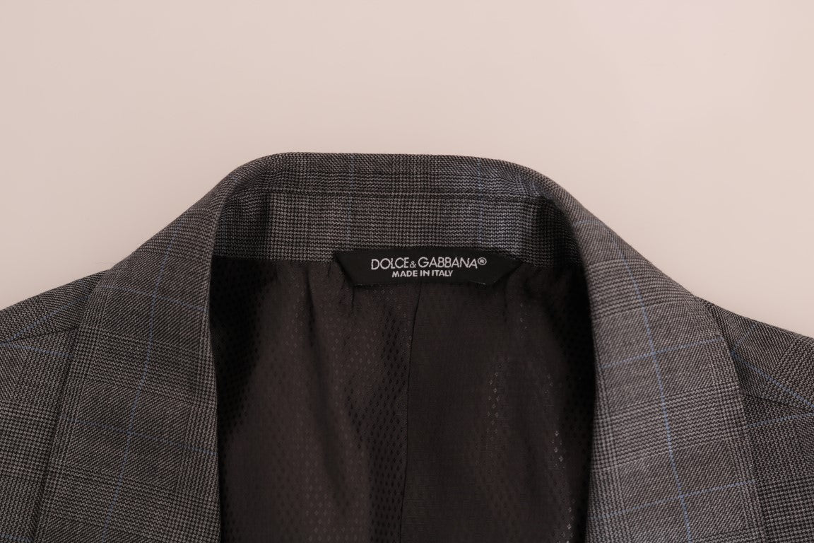 Dolce & Gabbana Sleek Gray Checkered Wool Blazer Dolce & Gabbana