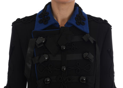 Dolce & Gabbana Chic Black & Blue Short Trench Jacket Dolce & Gabbana