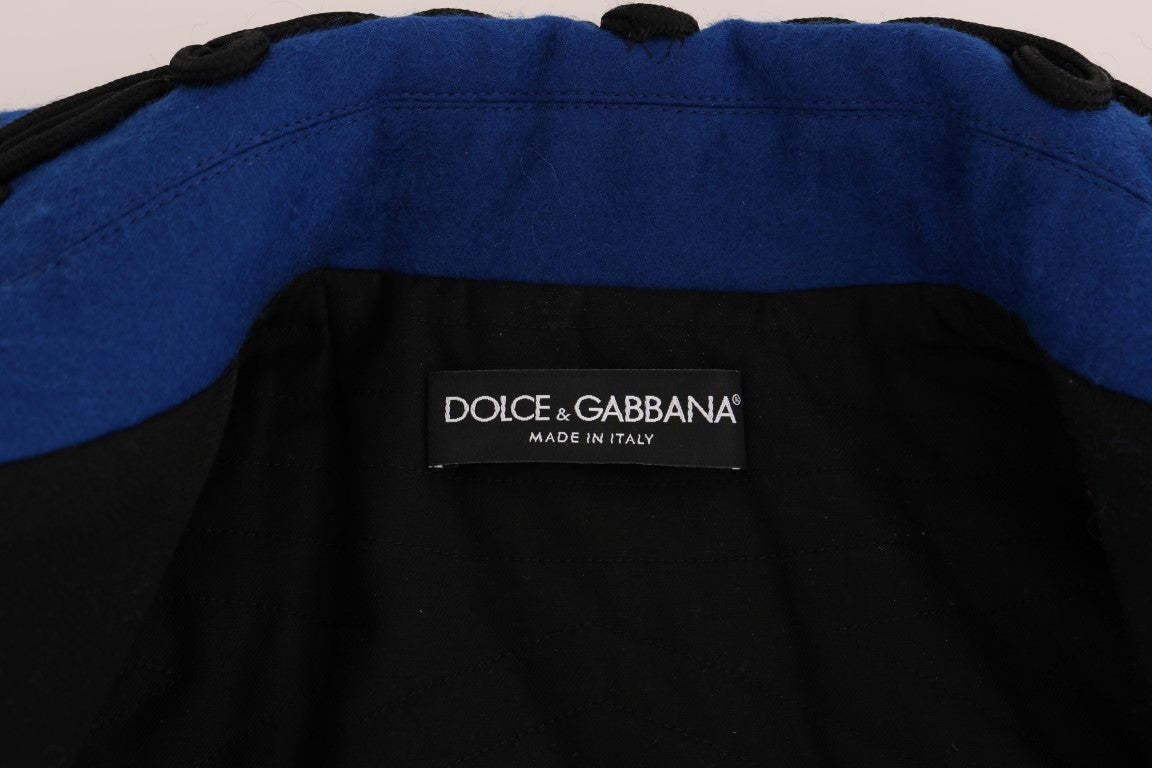 Dolce & Gabbana Chic Black & Blue Short Trench Jacket Dolce & Gabbana