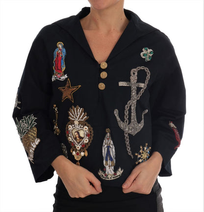 Dolce & Gabbana Enchanted Blue Crystal Embroidered Coat Dolce & Gabbana