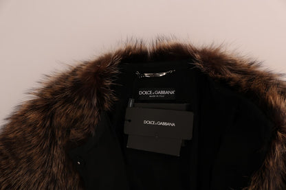 Dolce & Gabbana Elegant Brown Raccoon Fur Knee-Length Coat Dolce & Gabbana