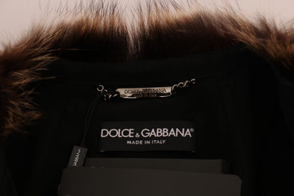 Dolce & Gabbana Elegant Brown Raccoon Fur Knee-Length Coat Dolce & Gabbana