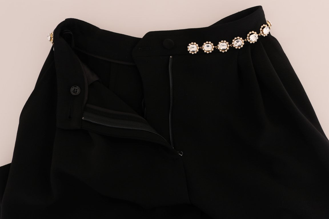 Dolce & Gabbana Elegant High-Waist Ankle Pants with Gold Detailing Dolce & Gabbana