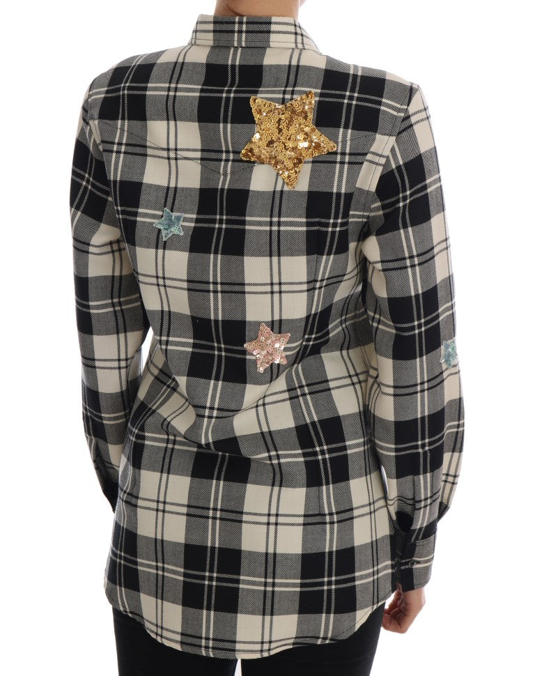 Dolce & Gabbana Enchanted Sequin Checkered Wool Shirt Dolce & Gabbana