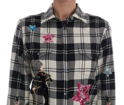 Dolce & Gabbana Enchanted Sequin Checkered Wool Shirt Dolce & Gabbana