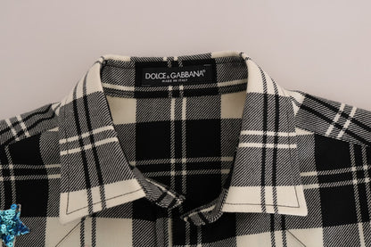 Dolce & Gabbana Enchanted Sequin Checkered Wool Shirt Dolce & Gabbana