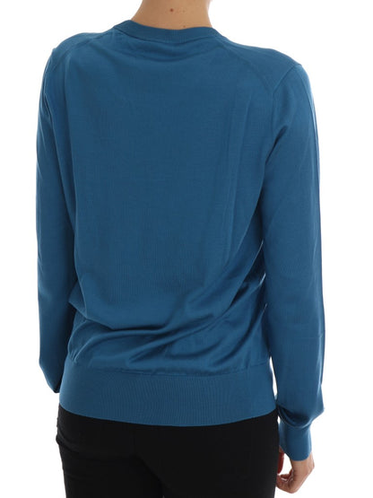 Dolce & Gabbana Blue Silk Sequined Capri Pullover Sweater Dolce & Gabbana