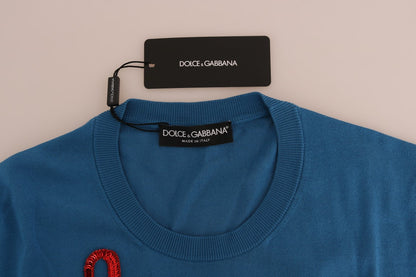 Dolce & Gabbana Blue Silk Sequined Capri Pullover Sweater Dolce & Gabbana