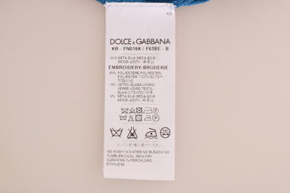 Dolce & Gabbana Blue Silk Sequined Capri Pullover Sweater Dolce & Gabbana